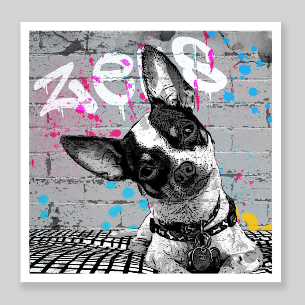 Street Art Print dog new york canvas or satin photo paper licensed image 